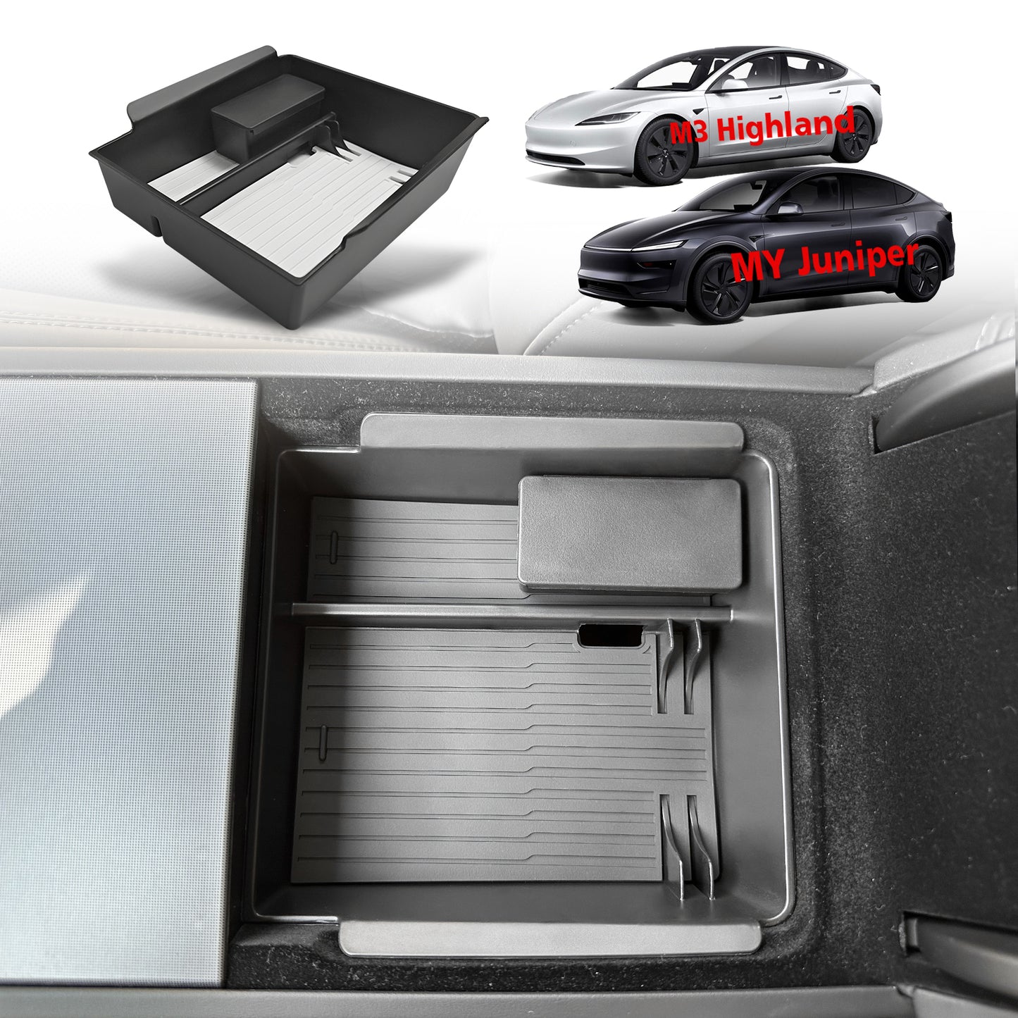 ABS Center Console Organizer Tray Upper for New Model Y Juniper Model 3 Highland from BestEvMod