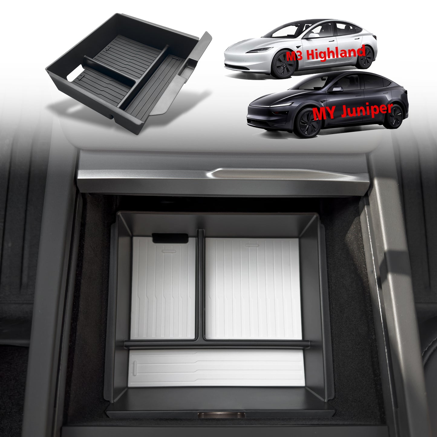 ABS Center Console Organizer Tray Upper for New Model Y Juniper Model 3 Highland from BestEvMod
