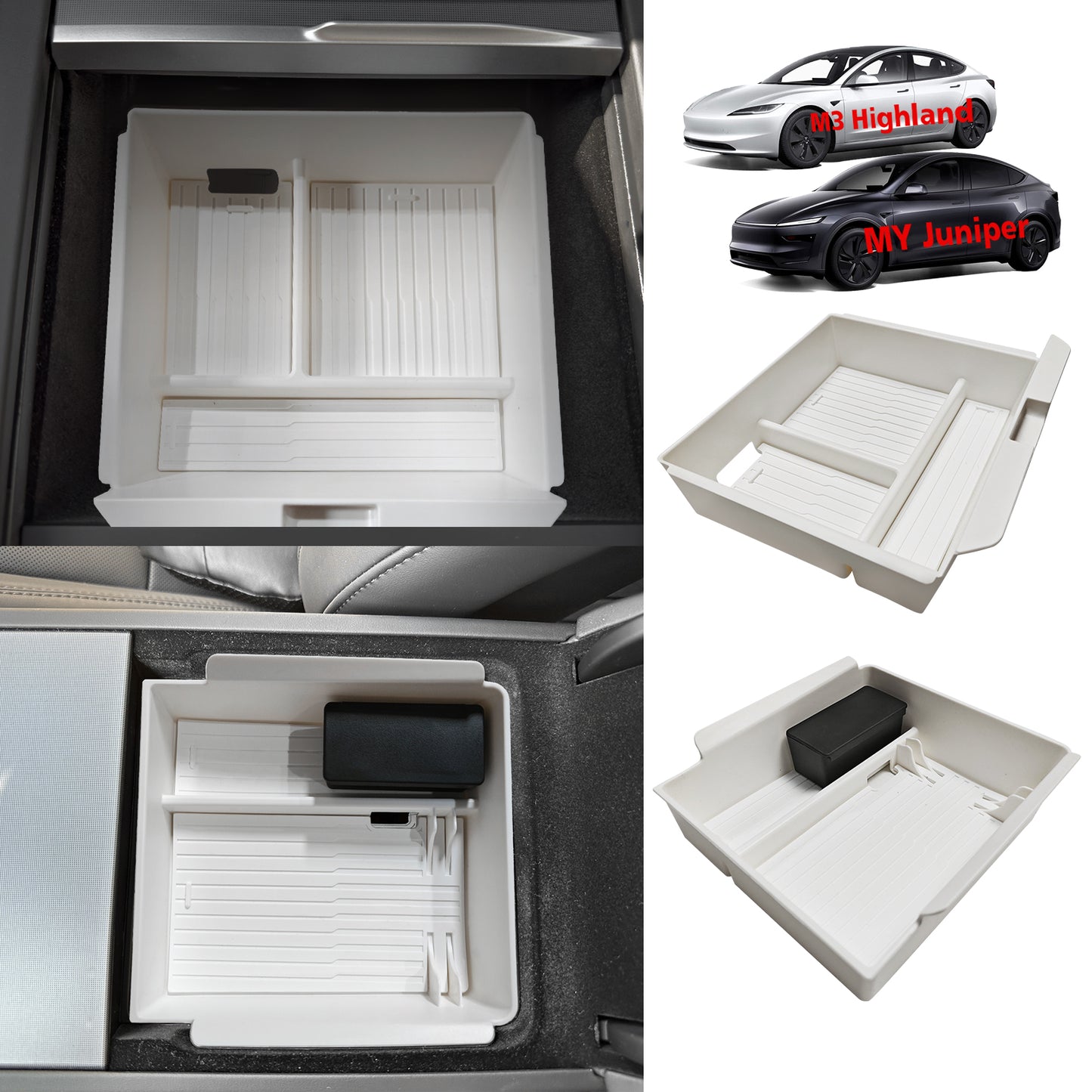 ABS Center Console Organizer Tray Upper for New Model Y Juniper Model 3 Highland from BestEvMod