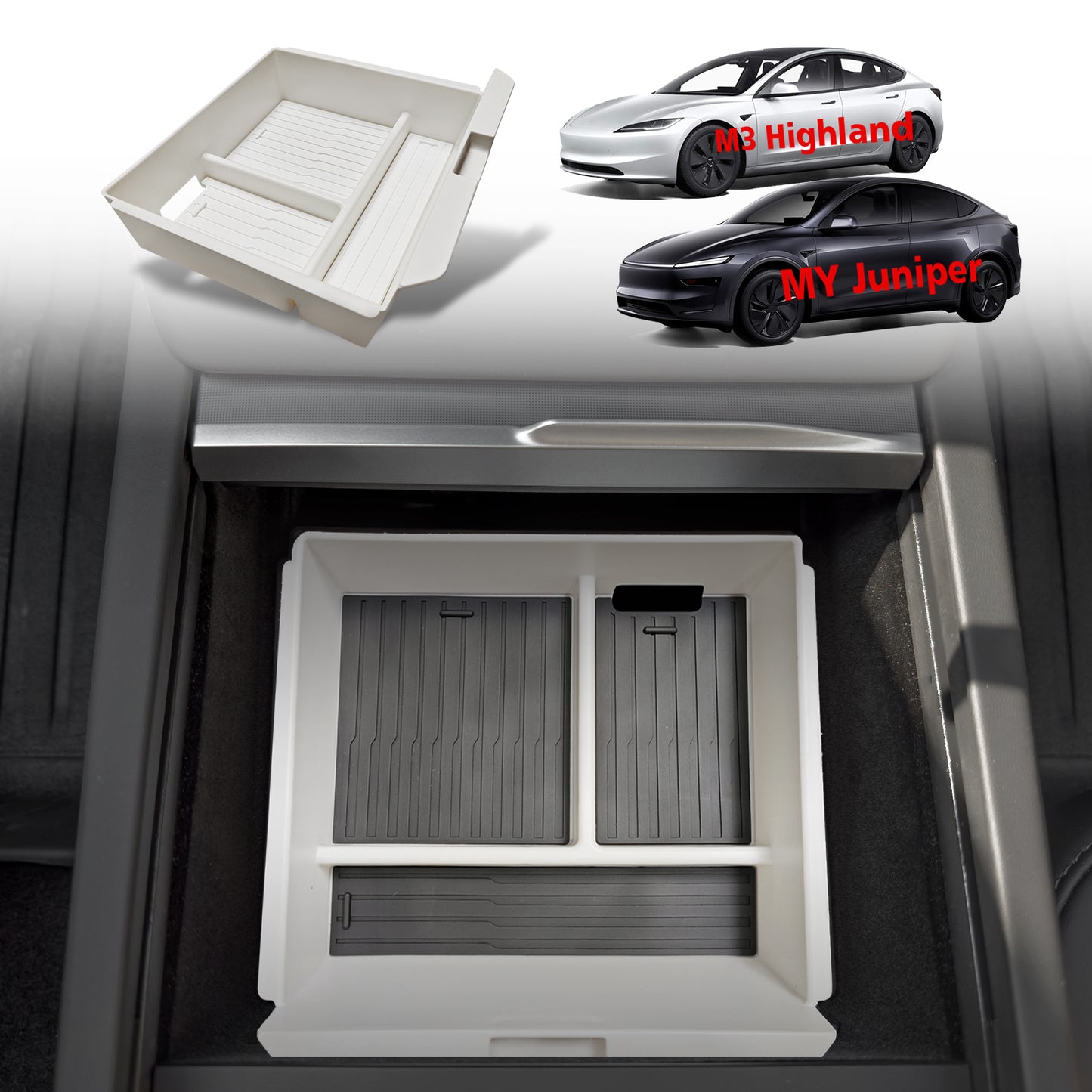 ABS Center Console Organizer Tray Upper for New Model Y Juniper Model 3 Highland from BestEvMod