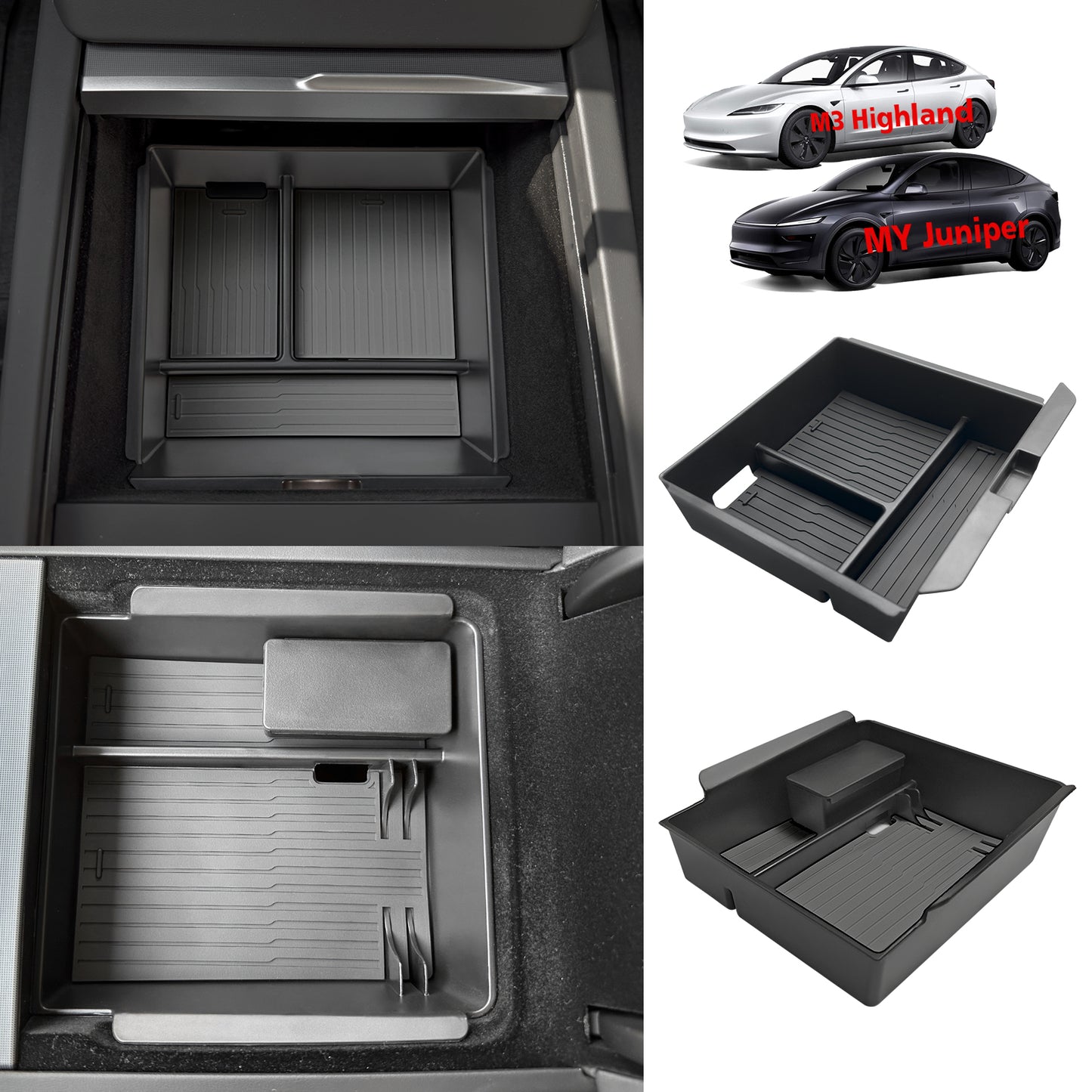 ABS Center Console Organizer Tray Upper for New Model Y Juniper Model 3 Highland from BestEvMod