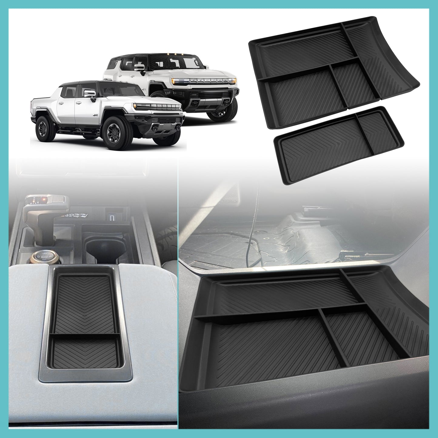 Hummer EV Lower Console Organizer & Armrest Tray Set 2023 from BestEvMod