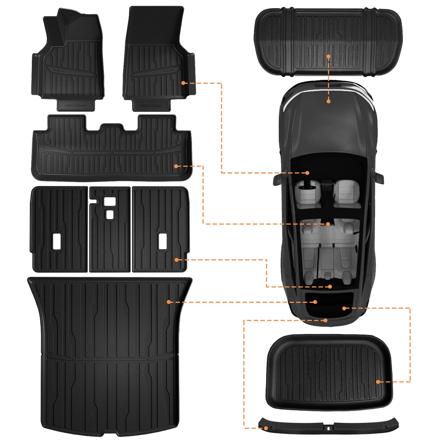 Floor& Frunk& Trunk& Rear Lower& Backrest& Bumper Guard Mat Set for Juniper