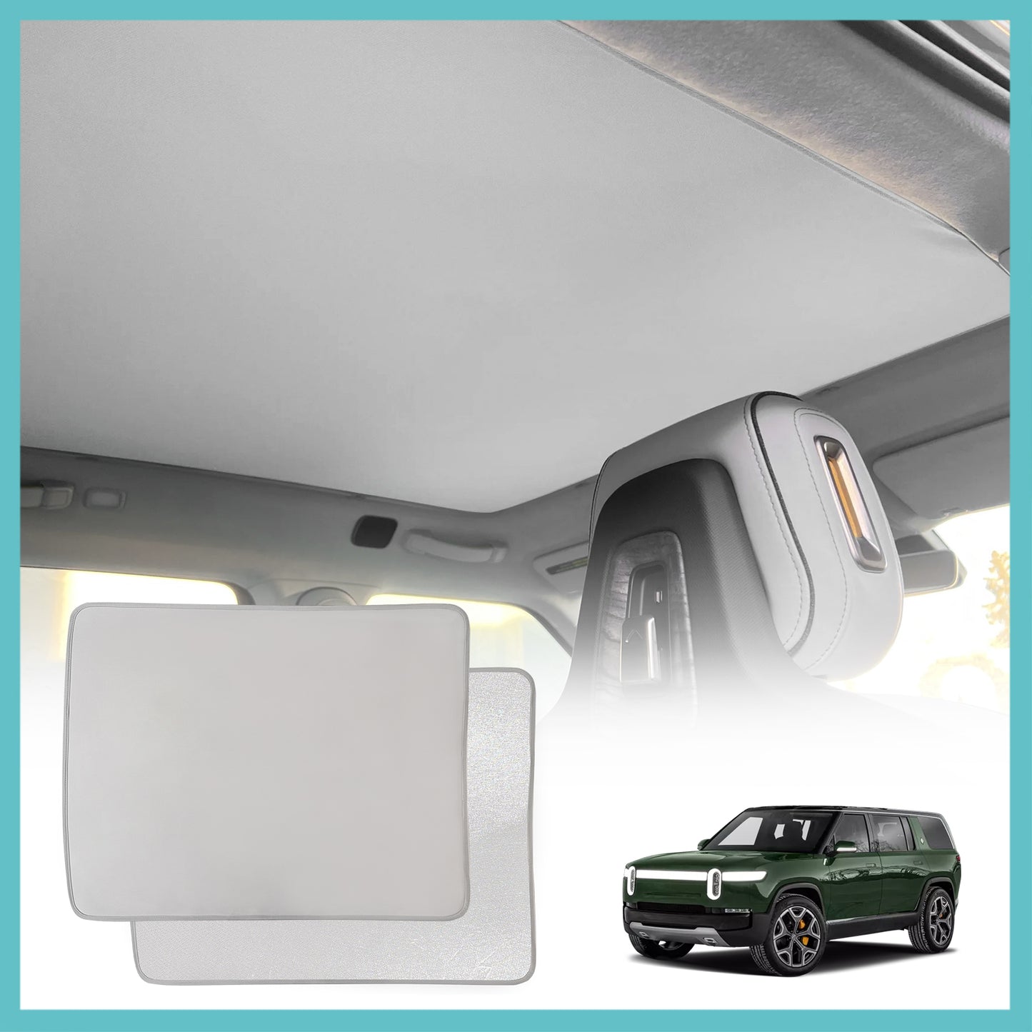 Compatible with Rivian R1S Foldable Roof Sunshade Accessories from BestEvMod FRONT ROOF ONLY