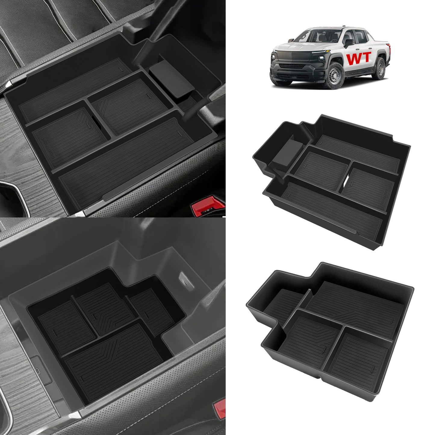 2PCS Center Console Organizer Trays for Silverado EV WT (Top + Bottom)