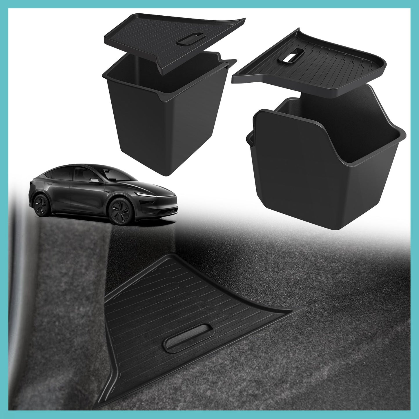 BestEvMod for 2026+ Tesla New Model Y Juniper 2PCS Rear Trunk Storage Bins with Lids