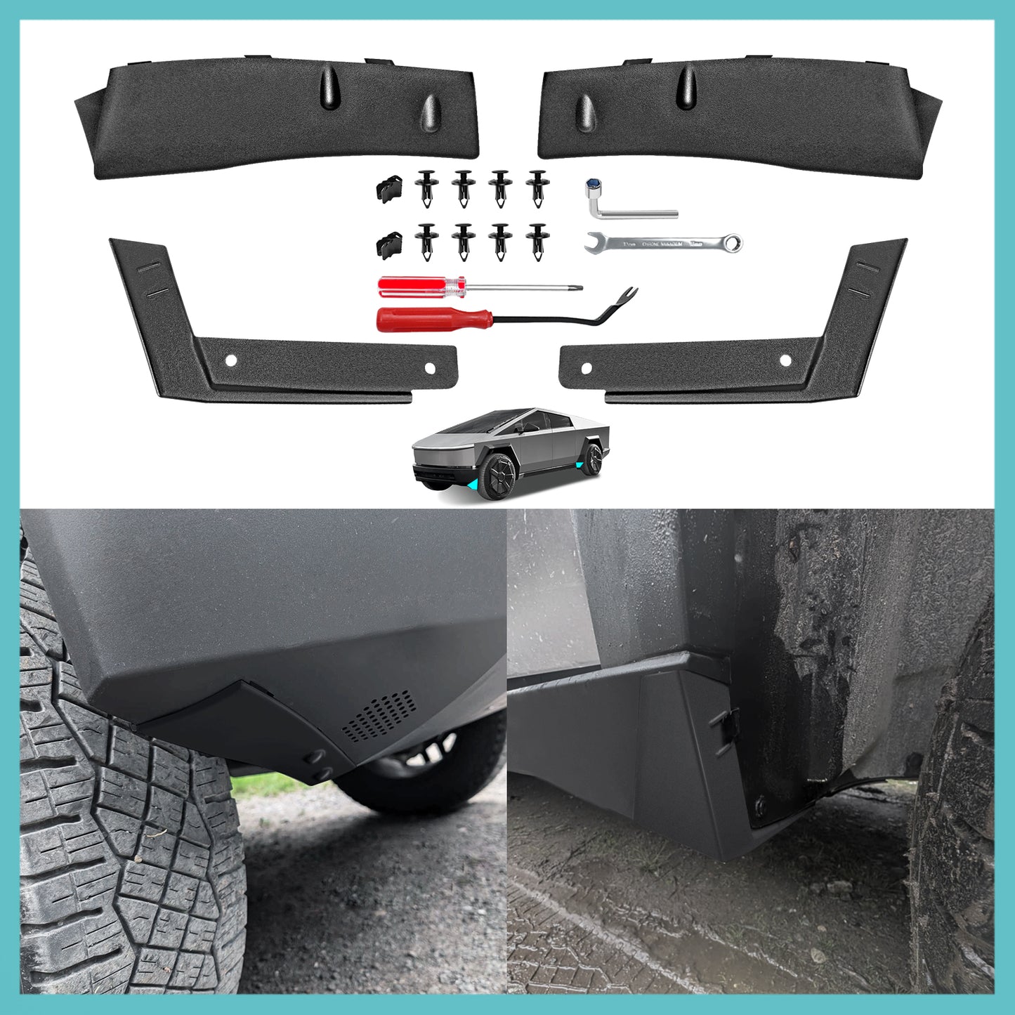 4PCS Wheel Fairing Delete Covers for Tesla Cybertruck 2025 2024
