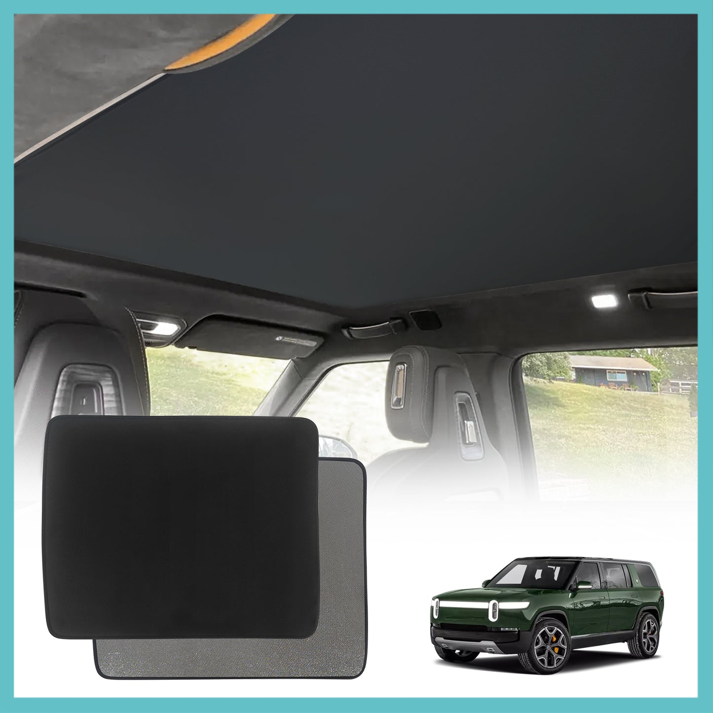 Compatible with Rivian R1S Foldable Roof Sunshade Accessories from BestEvMod FRONT ROOF ONLY