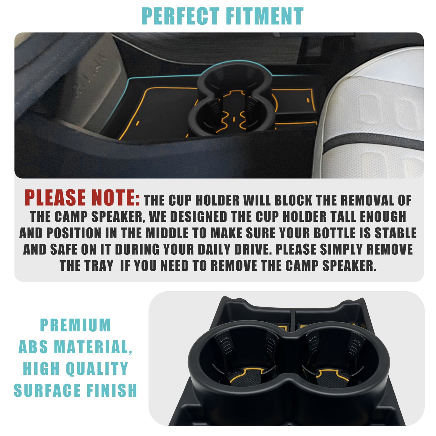 Compatible with Gen1 Rivian R1T R1S Lower Center Console Organizer Tray with Large Capacity Drink Cup Holder from BestEvMod