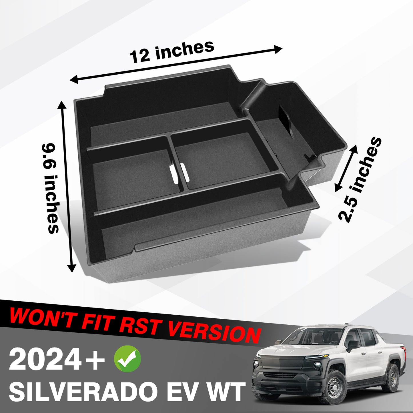 Center Console Organizer for Silverado EV 2024 Not Fit ICE or RST Models(Top)