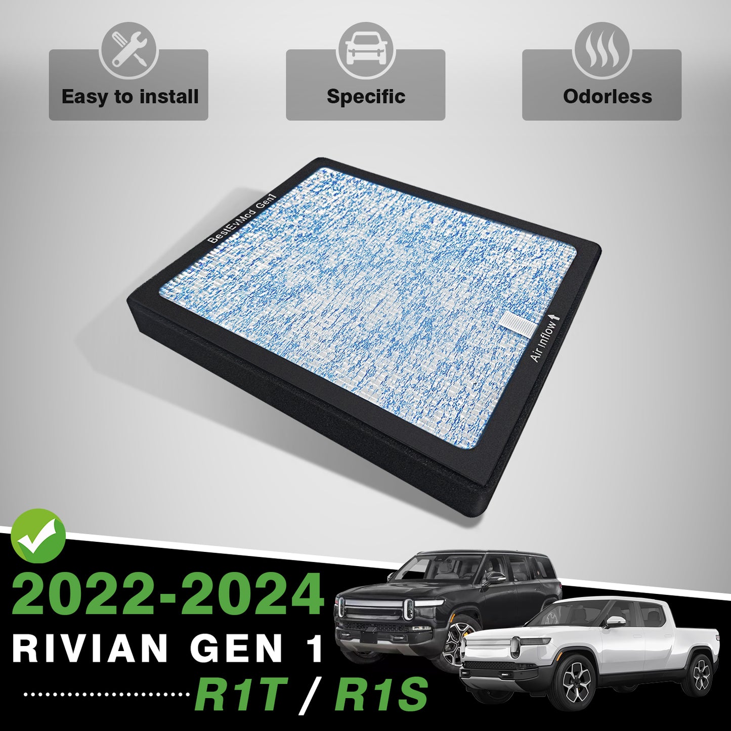 Air Filter HEPA H14 Fit Rivian Gen 1 ONLY