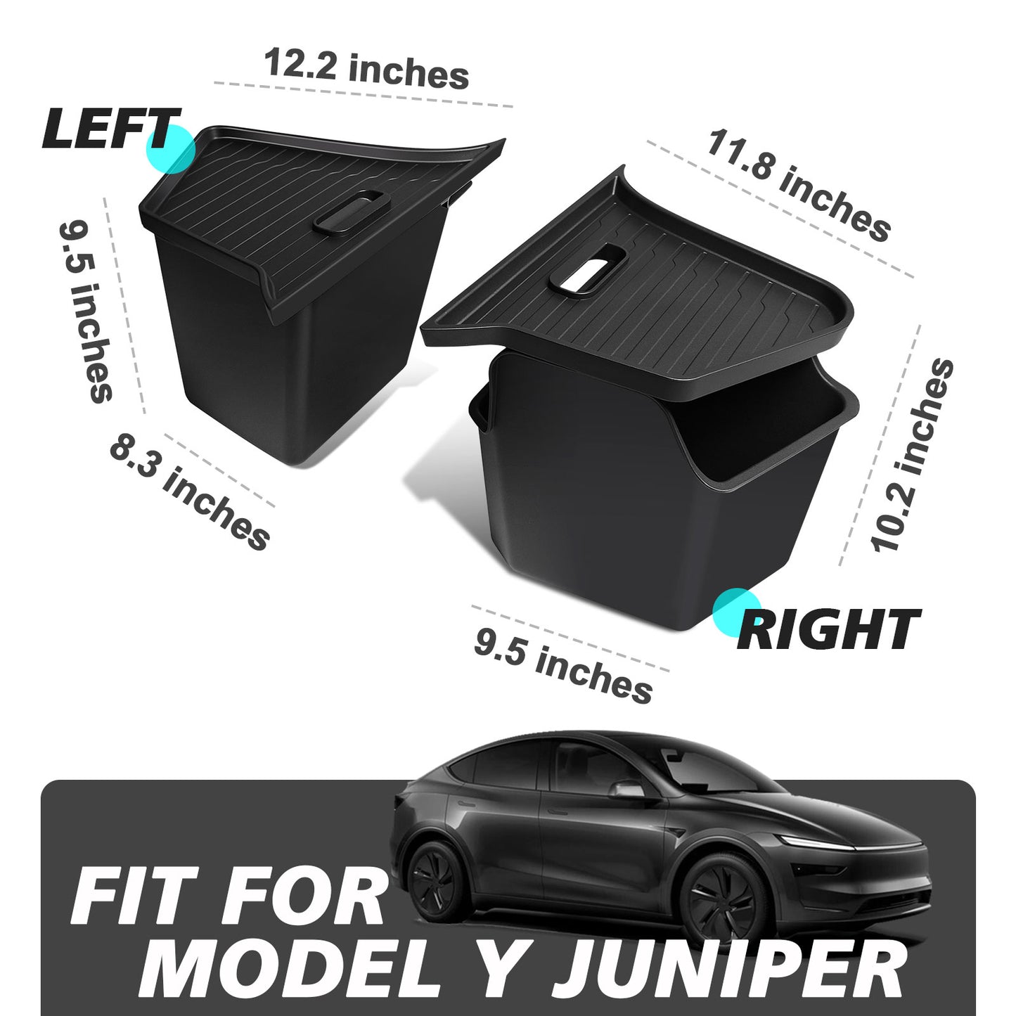 BestEvMod for 2026+ Tesla New Model Y Juniper 2PCS Rear Trunk Storage Bins with Lids