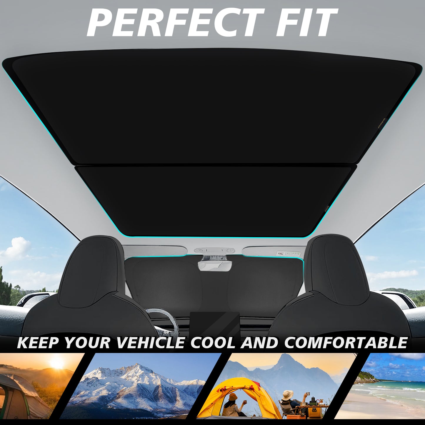 Windshield & Roof Foldable Sunshade for 2025 Tesla Model Y Juniper