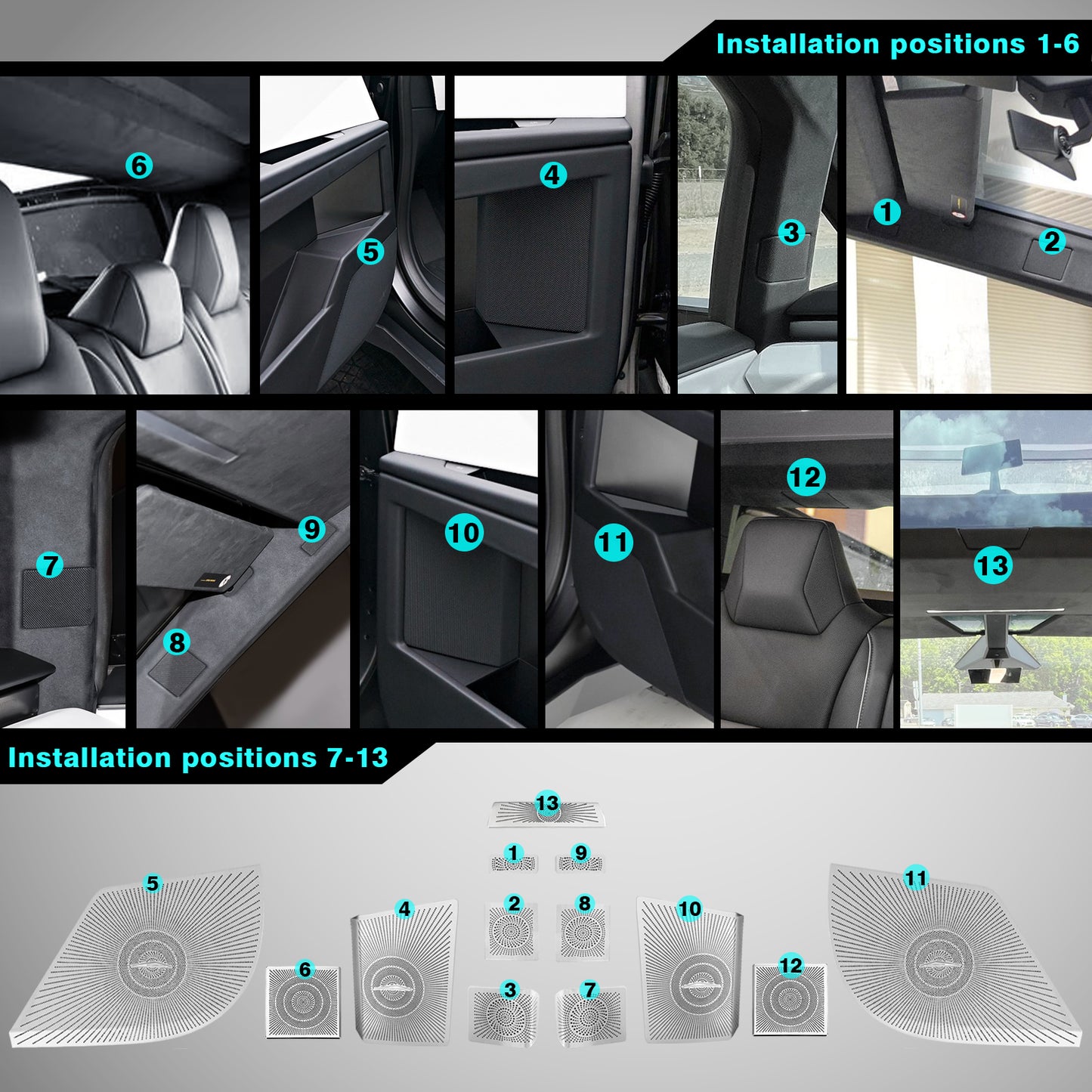 13PCS Speaker Cover Trim Kit for Cybertruck 2024+
