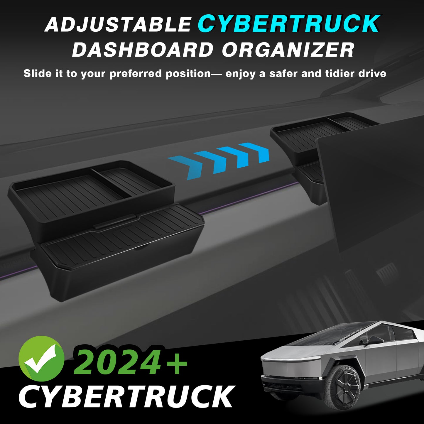 Dashboard Organizer with Sunglasses Holder for Cybertruck