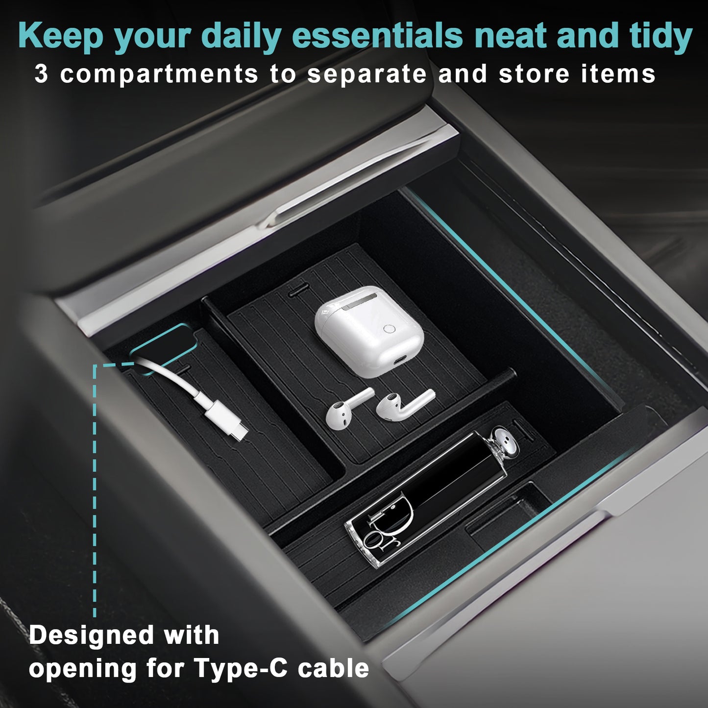 5PCS Center Console Organizer for 2025 Tesla Model Y Juniper
