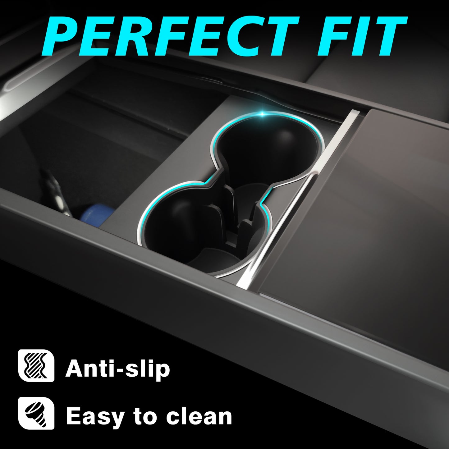 3PCS Console Essentials Bundle Trash CanRear Center Console Organizer & Wireless Charger Mat & Cup Holder Insert for 2026+ Model Y Juniper Refresh