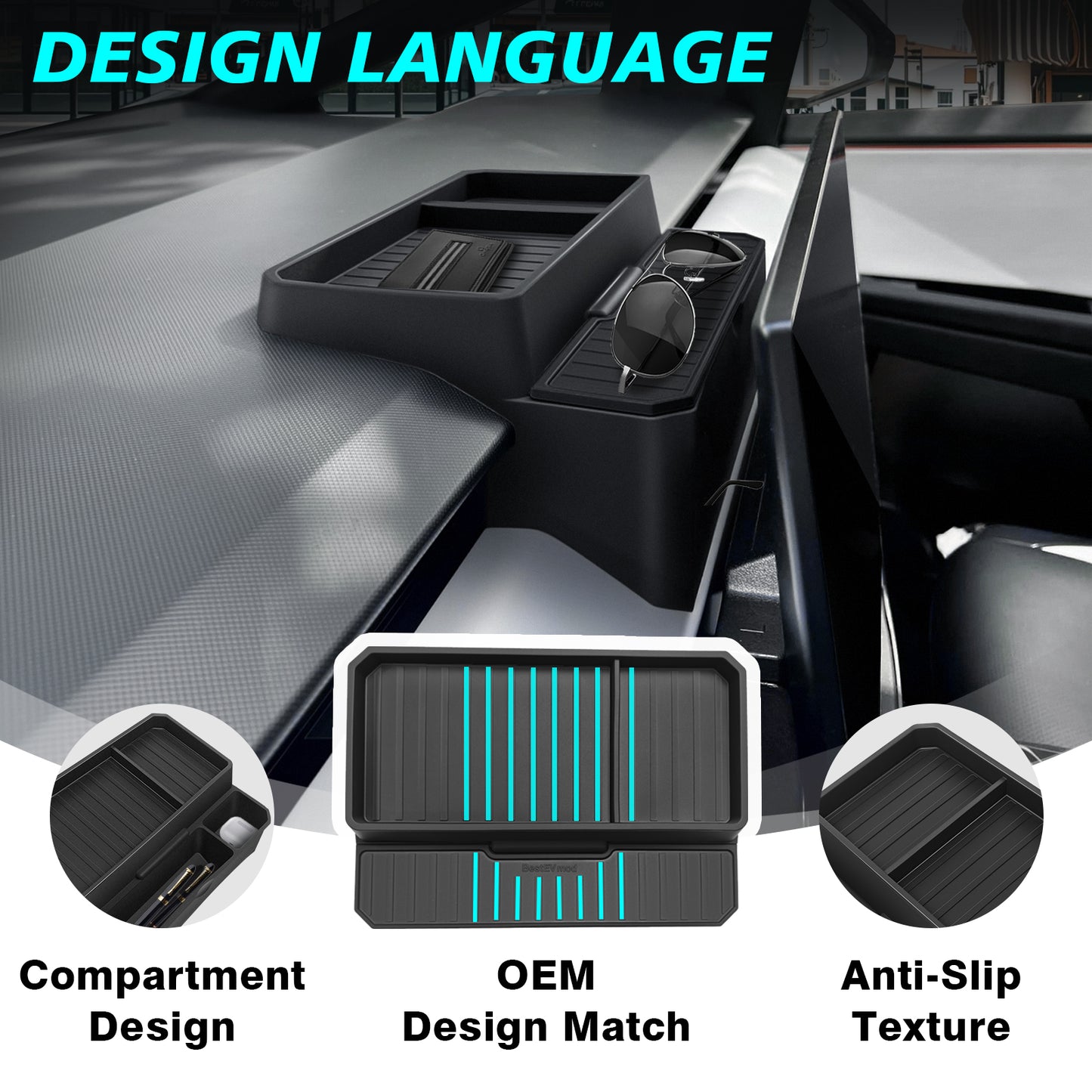 Dashboard Organizer with Sunglasses Holder for Cybertruck