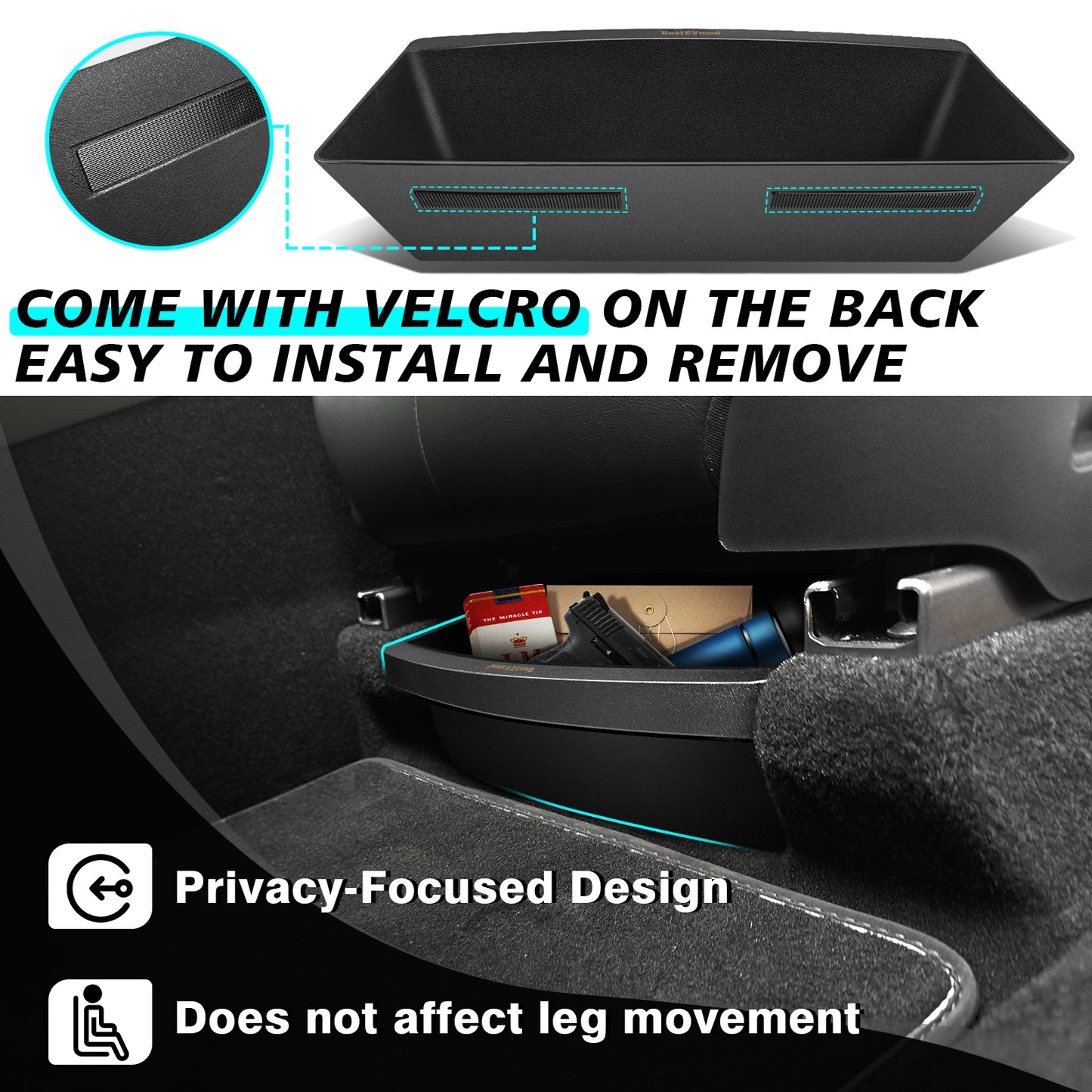 Rear Center Console Organizer *1 + Under Seat Organizer Box*2 for 2026+ Model Y Juniper