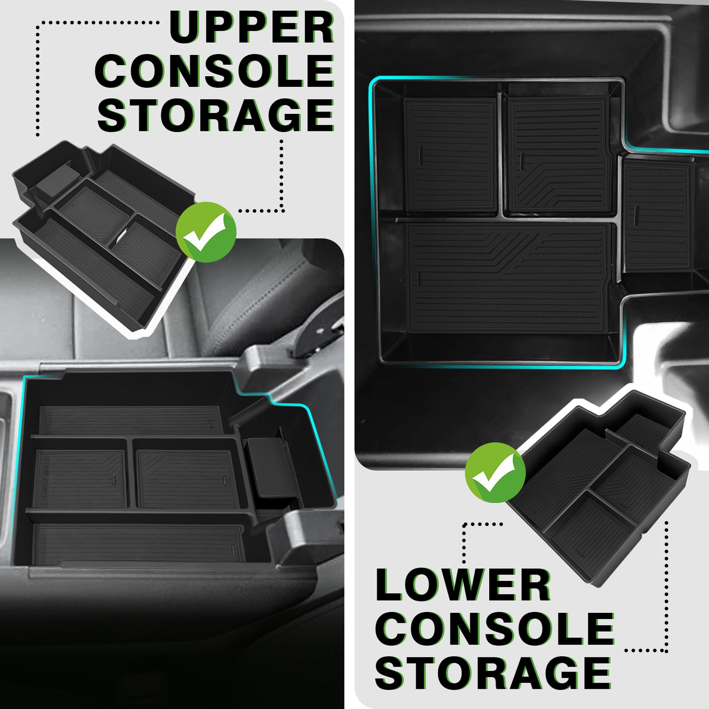 2PCS Center Console Organizer Trays for Silverado EV WT (Top + Bottom)
