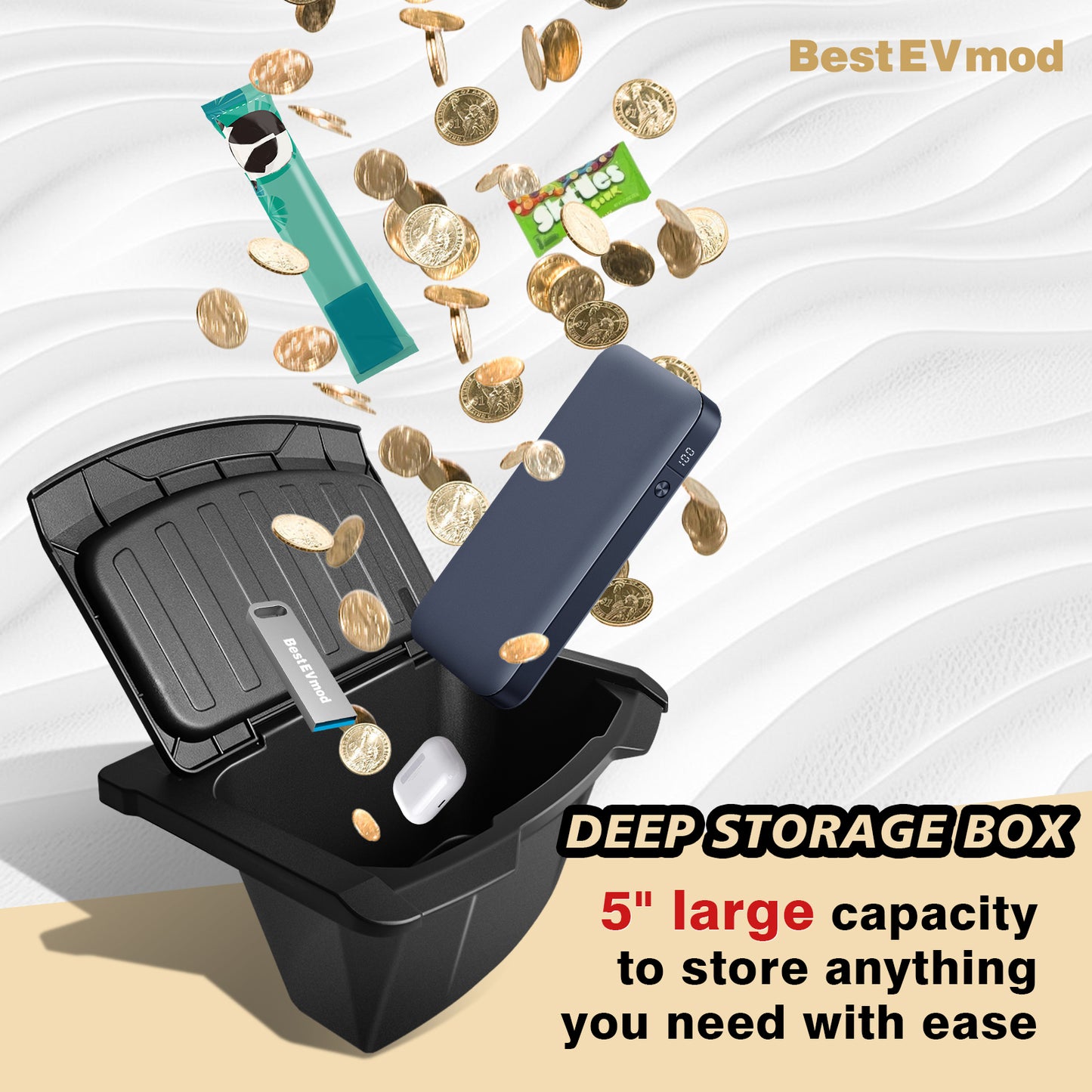 Rear Center Console Organizer Compatible for 2026+ Model Y Juniper Refresh Trash Can with Lid Cover Rear Bin Backseat Storage Box