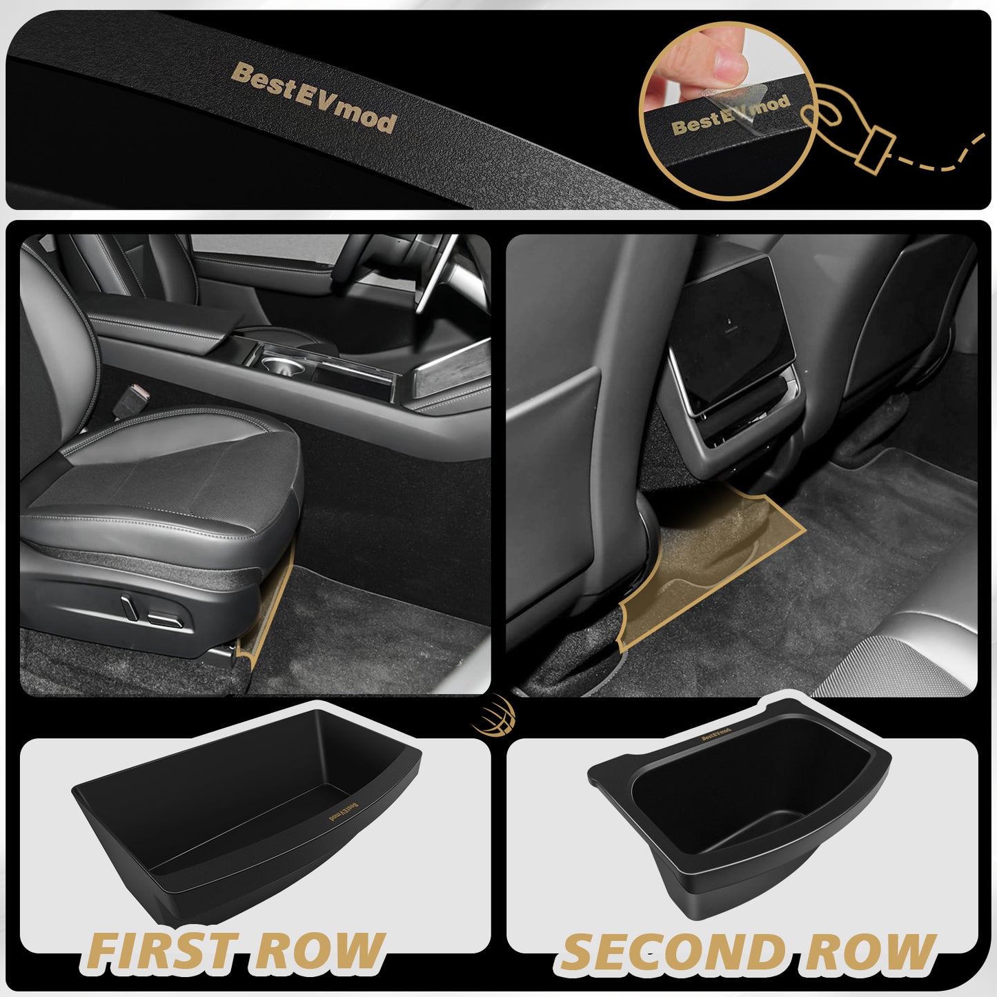 Rear Center Console Organizer *1 + Under Seat Organizer Box*2 for 2026+ Model Y Juniper