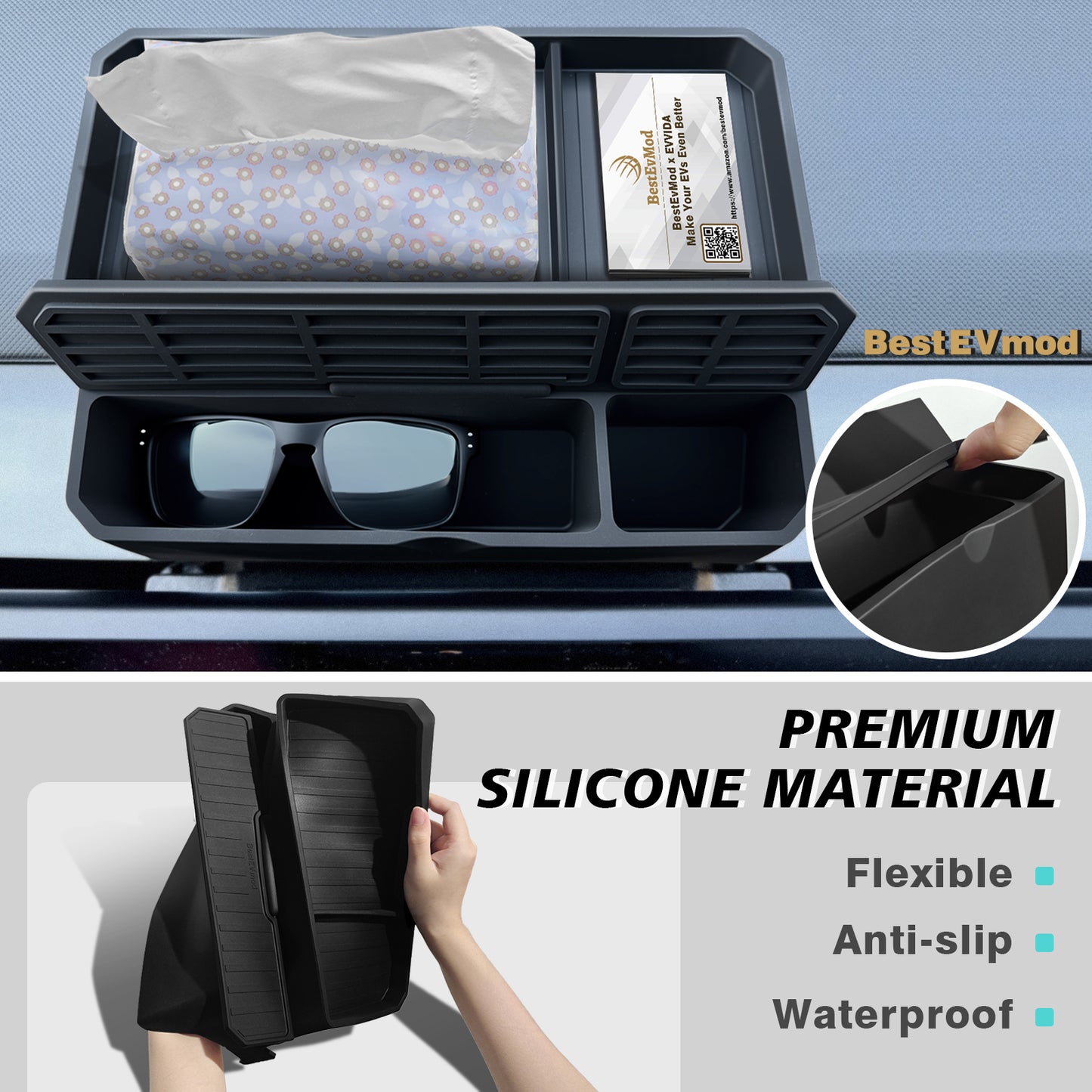 Dashboard Organizer with Sunglasses Holder for Cybertruck