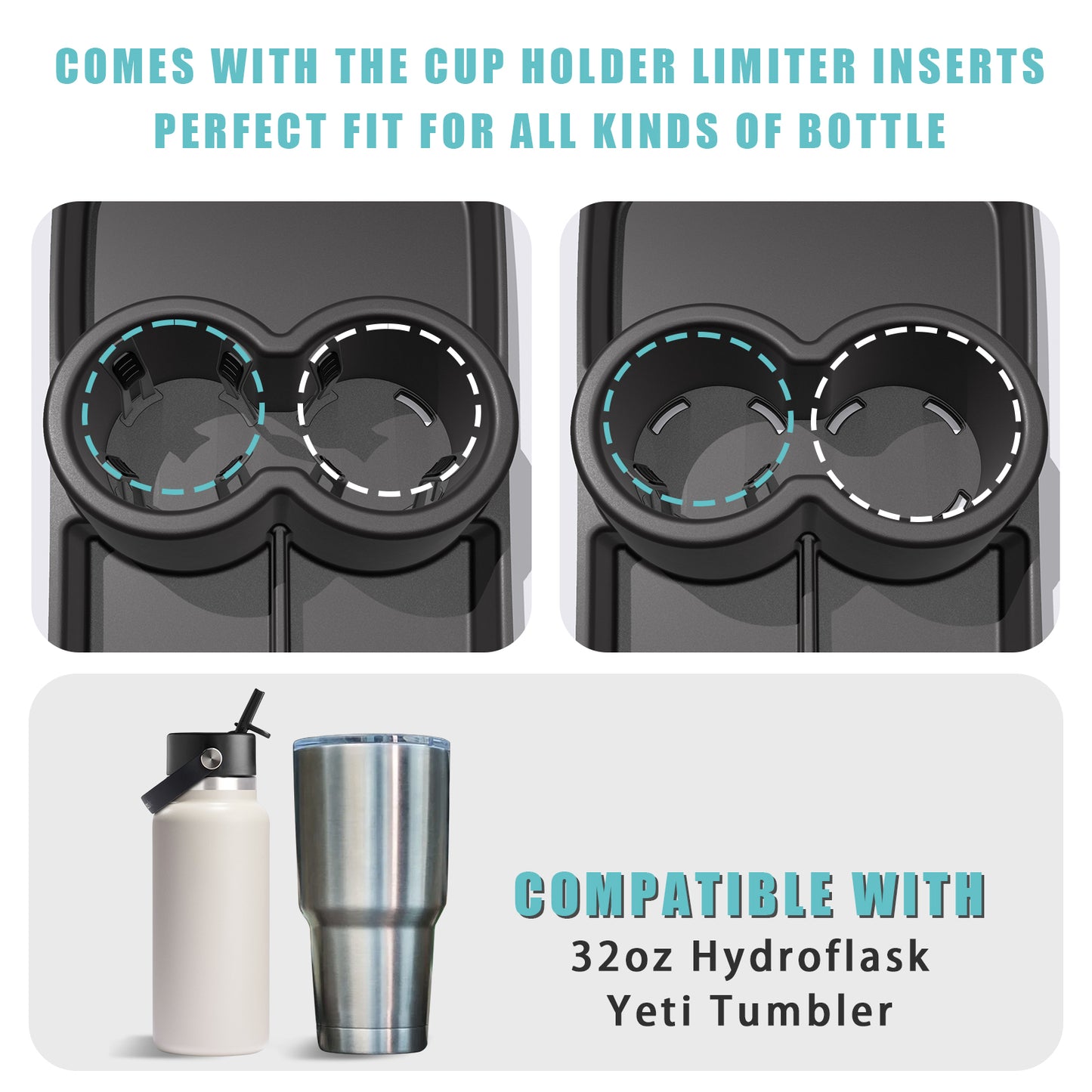 Compatible with Gen1 Rivian R1T R1S Lower Center Console Organizer Tray with Large Capacity Drink Cup Holder from BestEvMod