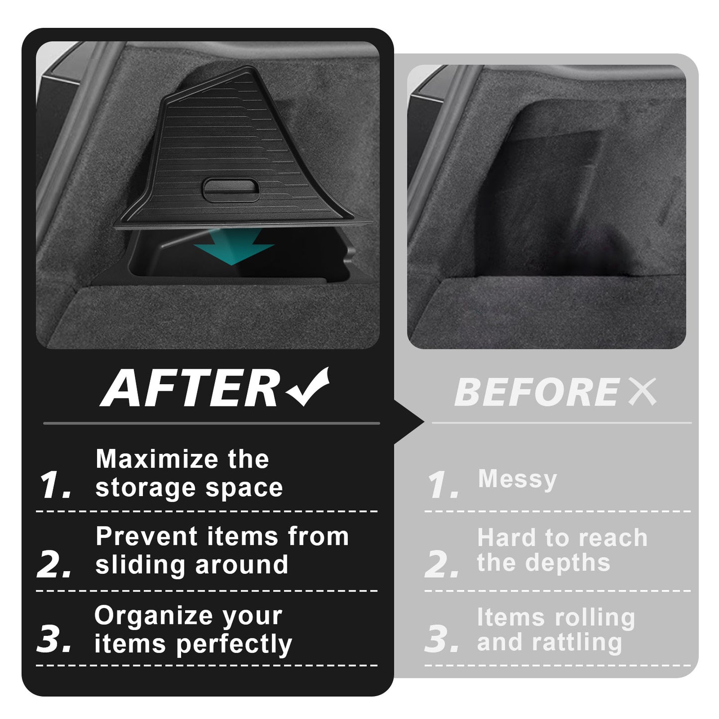 BestEvMod for 2026+ Tesla New Model Y Juniper 2PCS Rear Trunk Storage Bins with Lids