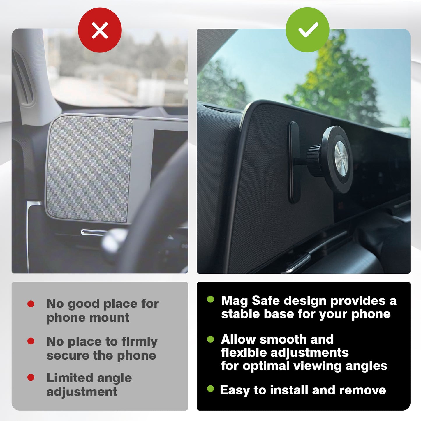 Magnetic Phone Holder for Hyundai Ioniq 5, Ioniq 9 , Sonata, Kona, Kona Electric, Santa Fe (SE, SEL, XRT Trims only)