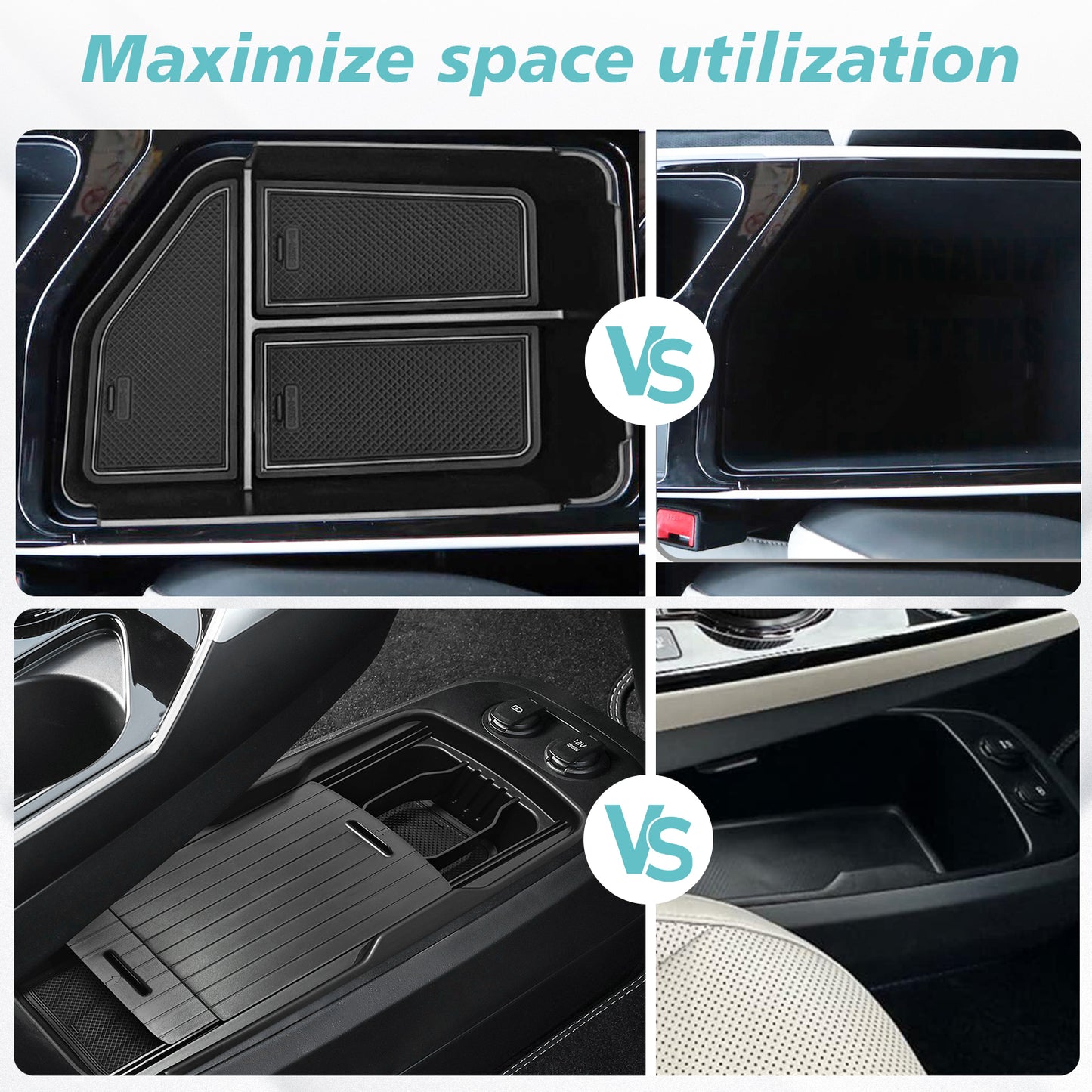 Bundle of EV6 Center + Lower Center Console Slide Cover Tray Organizer from BestEvMod