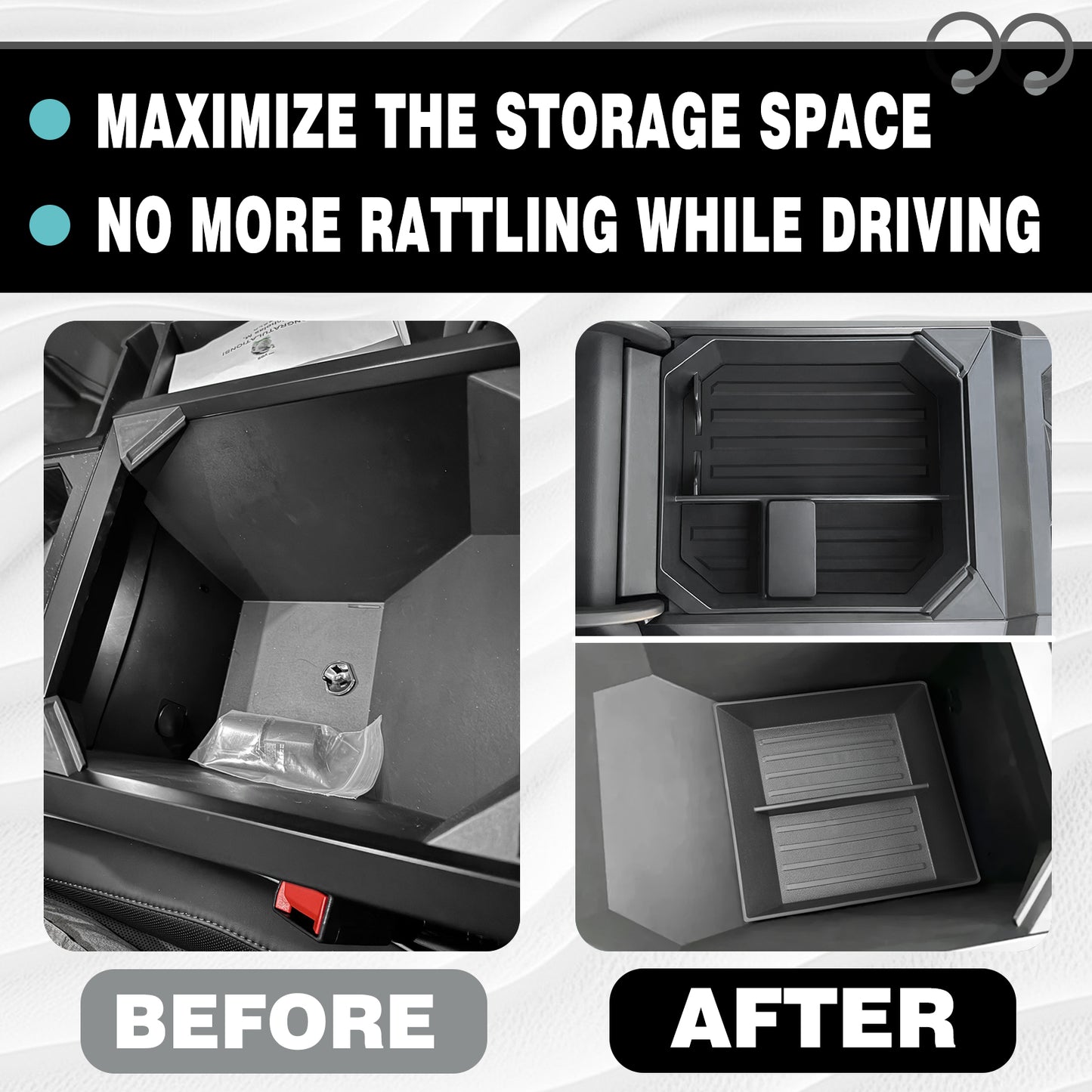 Bundle of Cybertruck Center Console Tray (BestEvMod Style Upper + Bottom)
