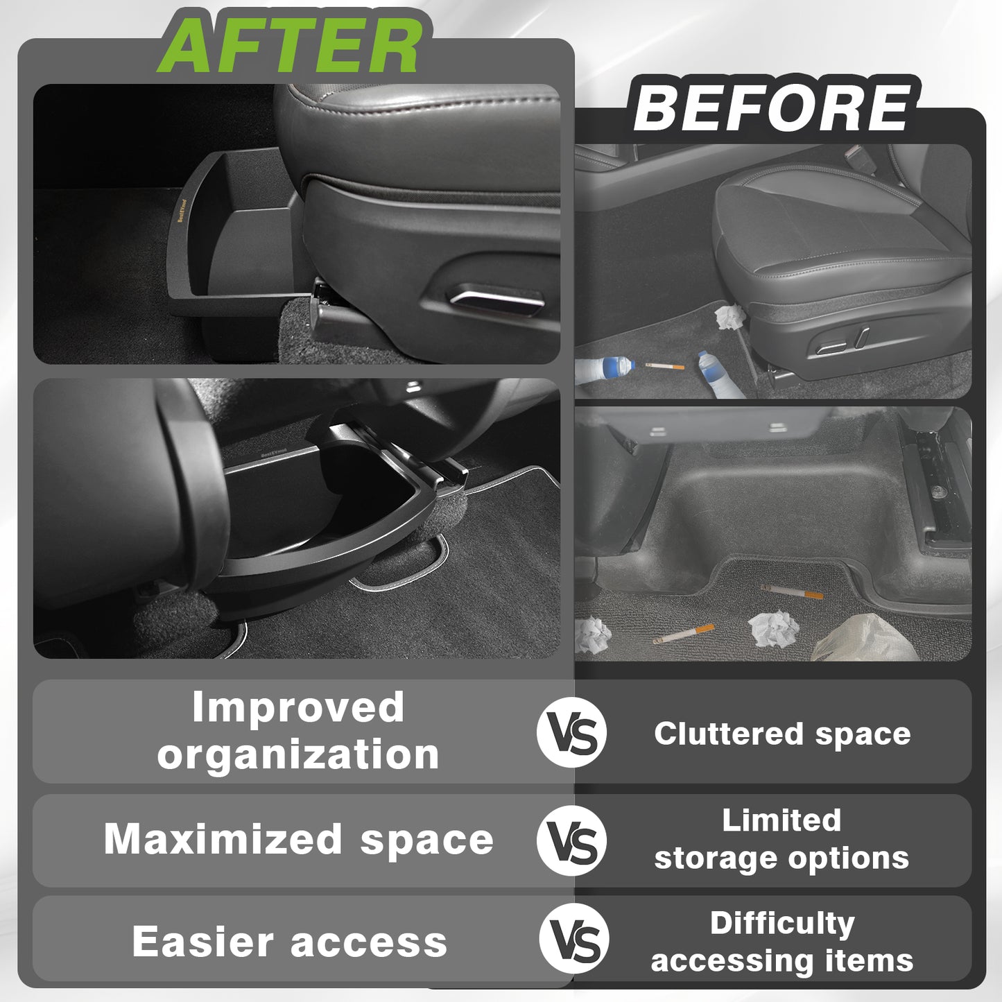 Rear Center Console Organizer *1 + Under Seat Organizer Box*2 for 2026+ Model Y Juniper