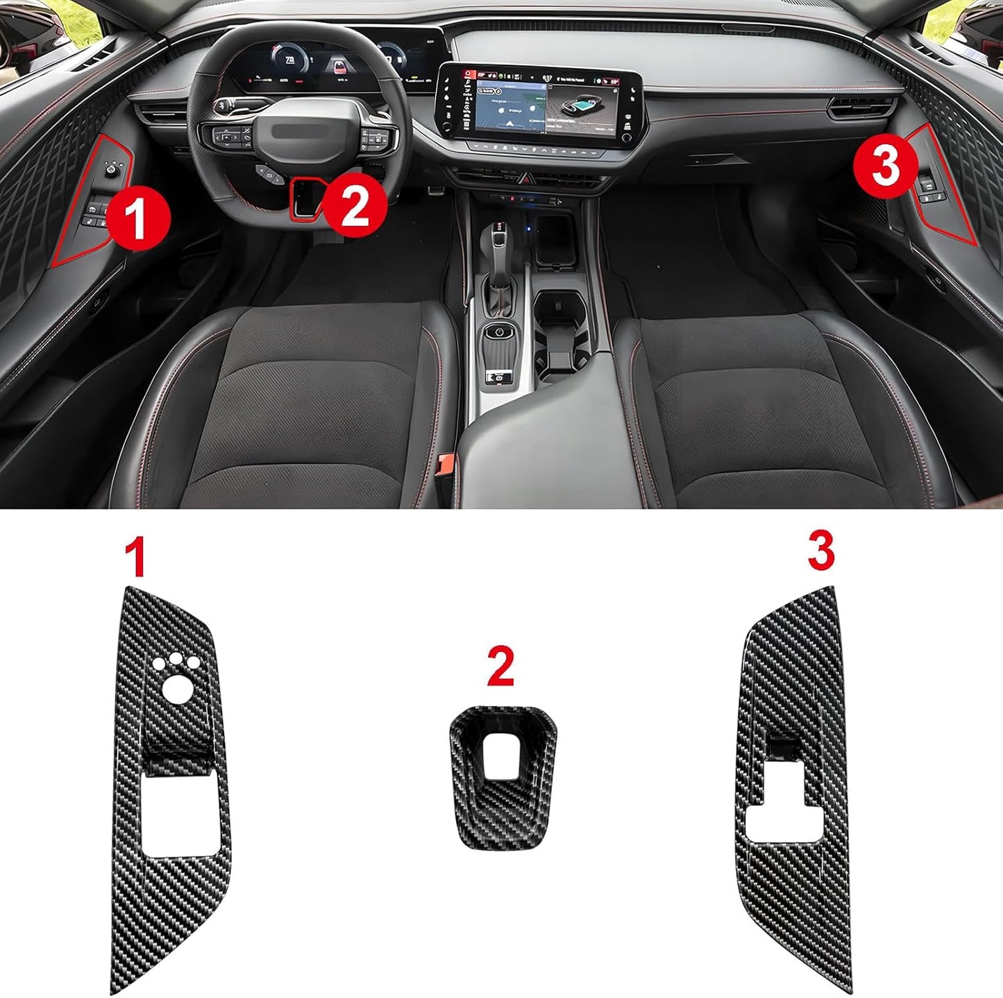 BestEvMod 3PCS Interior Decoration Trim Set for Dodge Charger EV