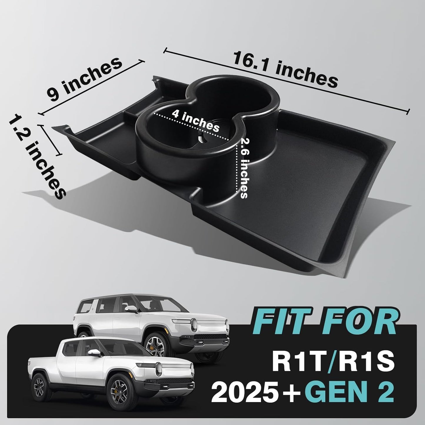 Lower Center Console Organizer – Fits 32oz Bottle for 2025 Rivian R1T/R1S