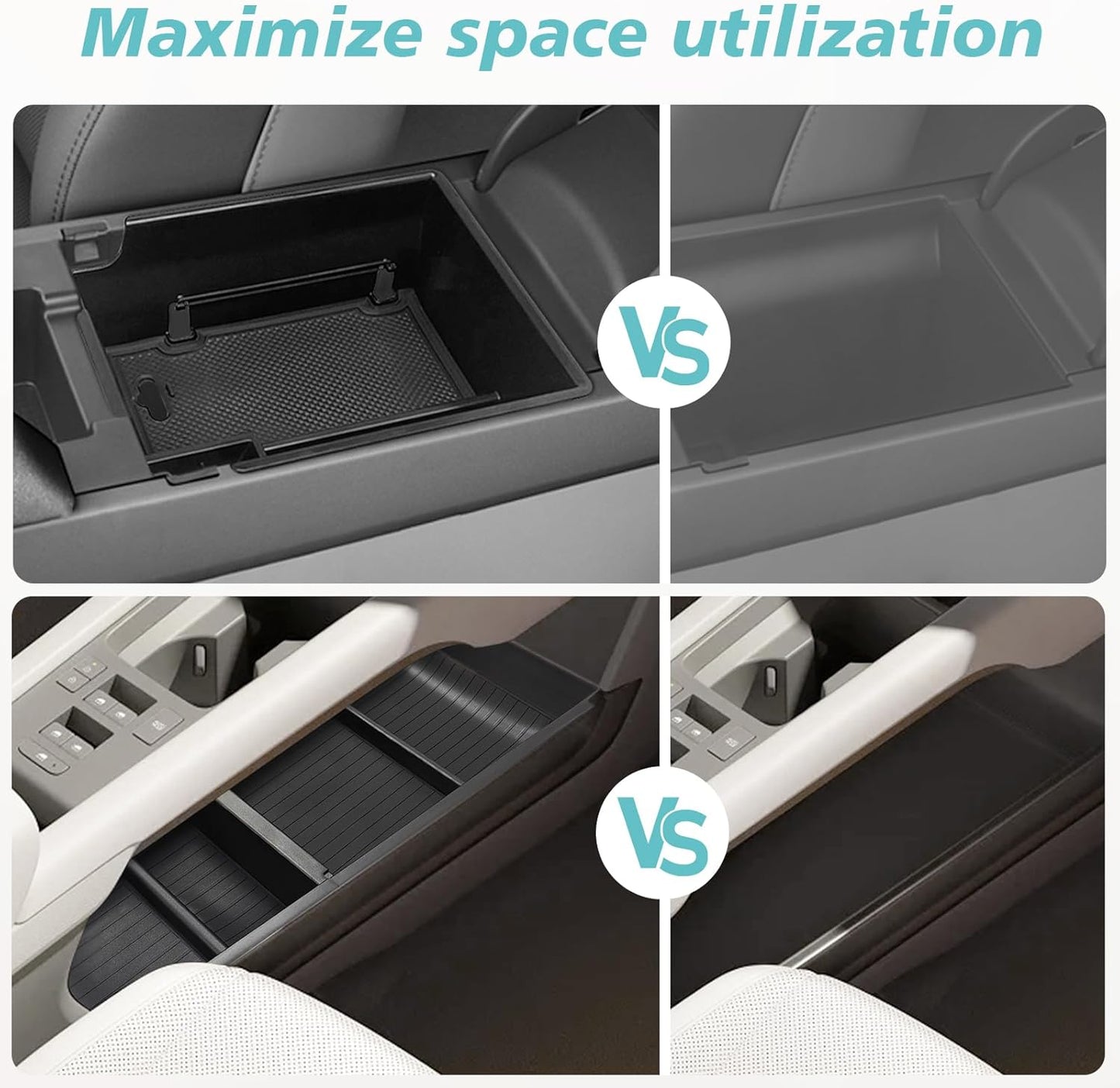 BestEvMod Armrest Storage Box and Lower Center Console Organizer Tray 2PCS for Ioniq6