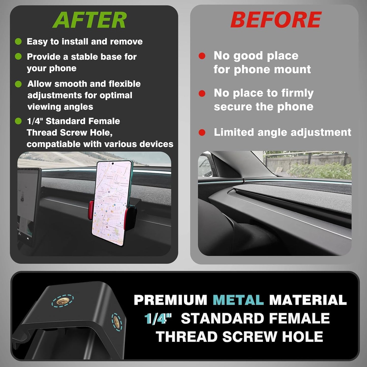 Dashboard Phone iPhone iPad Tablet Magsafe Holder for New Model Y Juniper Model 3 Highland from BestEvMod