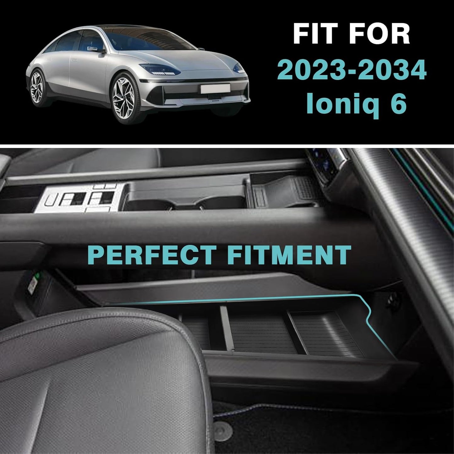 BestEvMod Armrest Storage Box and Lower Center Console Organizer Tray 2PCS for Ioniq6