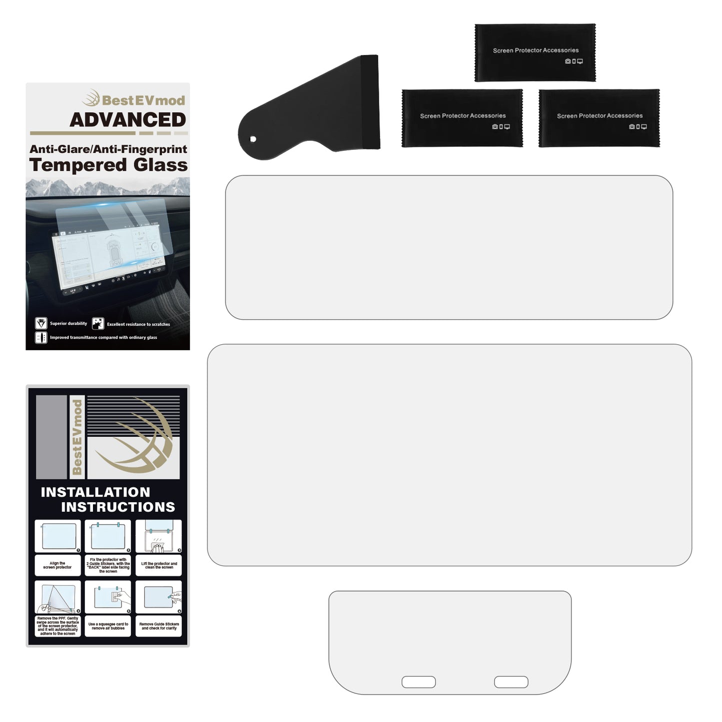 3PCS Matte Screen Protectors Tempered Glass for Rivian R1T & R1S 2022-2025