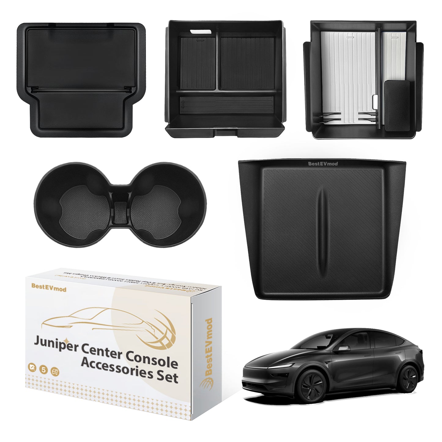 5PCS Center Console Organizer for 2025 Tesla Model Y Juniper