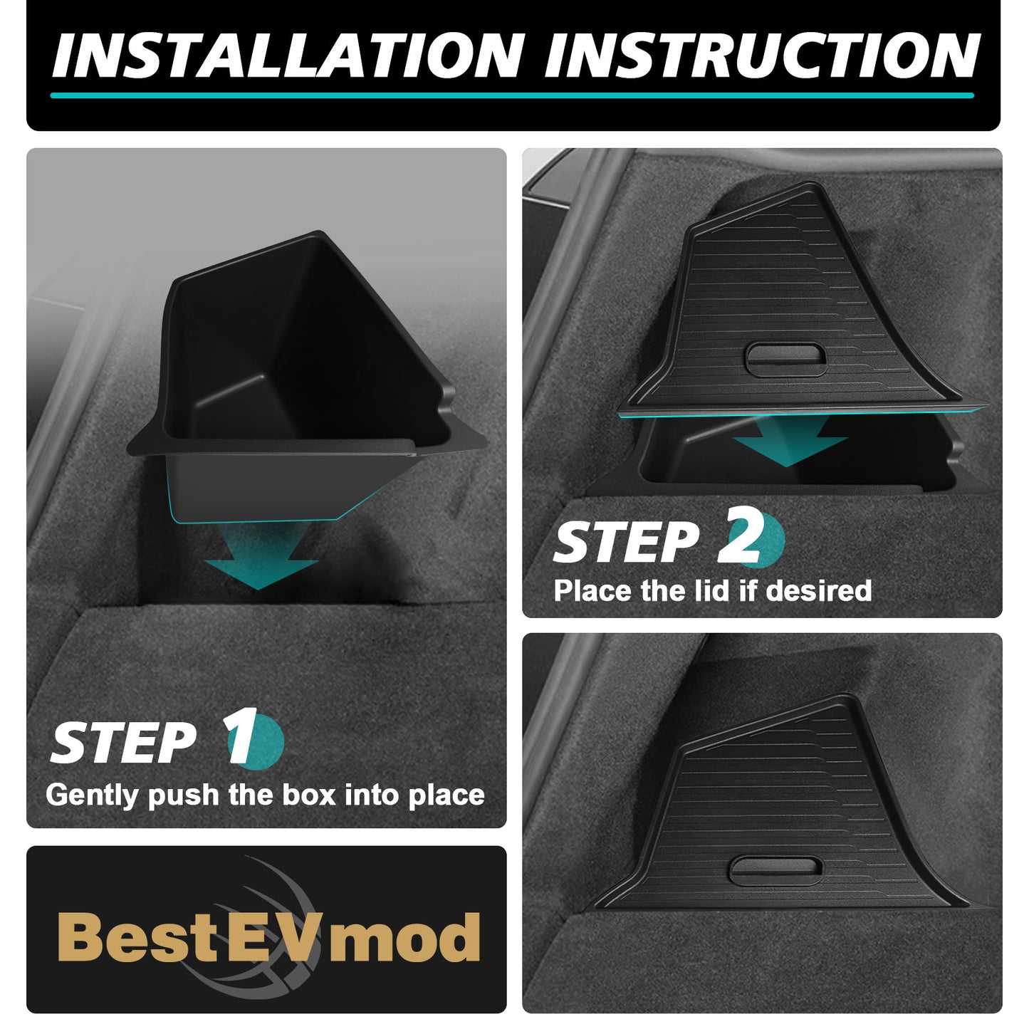 BestEvMod for 2026+ Tesla New Model Y Juniper 2PCS Rear Trunk Storage Bins with Lids