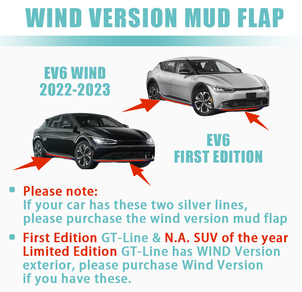 EV6 Mud Flaps Splash Guards (Set of 4) No Need to Drill Holes from BestEvMod