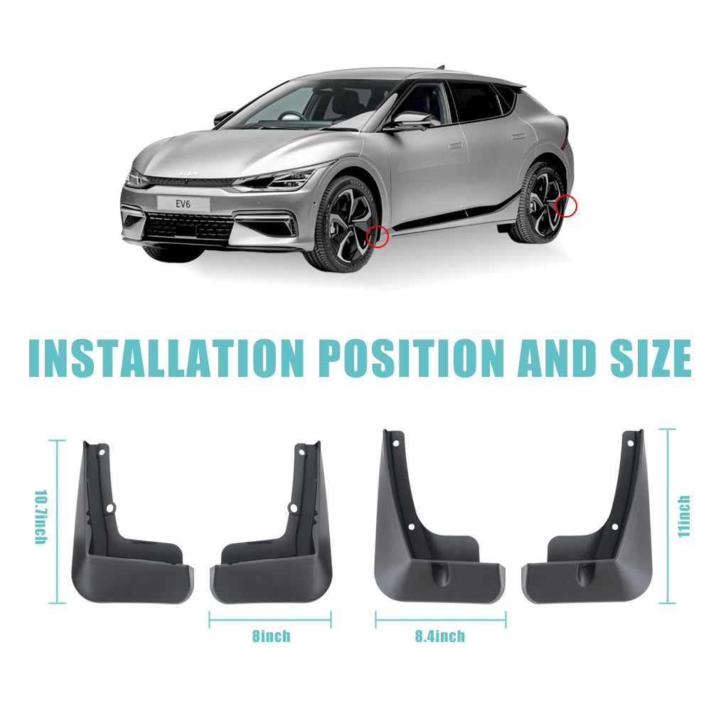 EV6 Mud Flaps Splash Guards (Set of 4) No Need to Drill Holes from BestEvMod