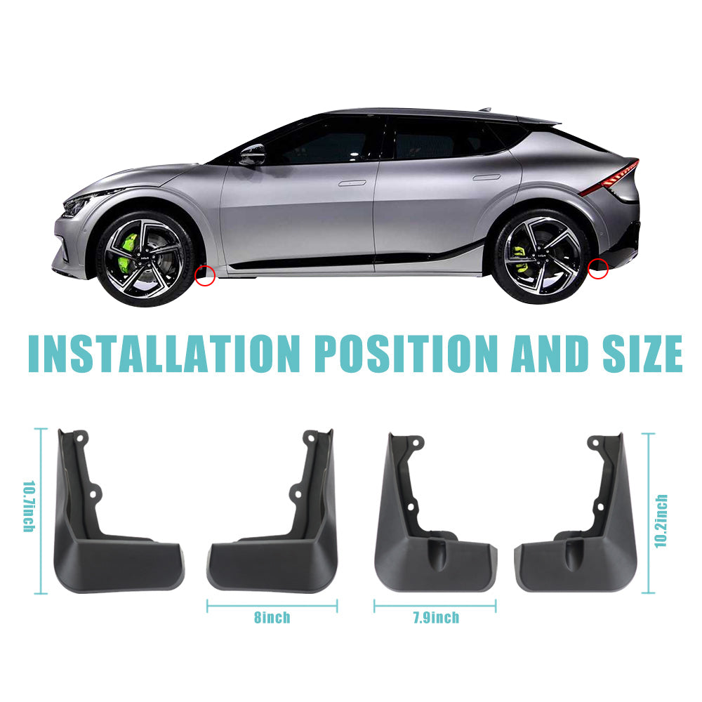 EV6 Mud Flaps Splash Guards (Set of 4) No Need to Drill Holes from BestEvMod