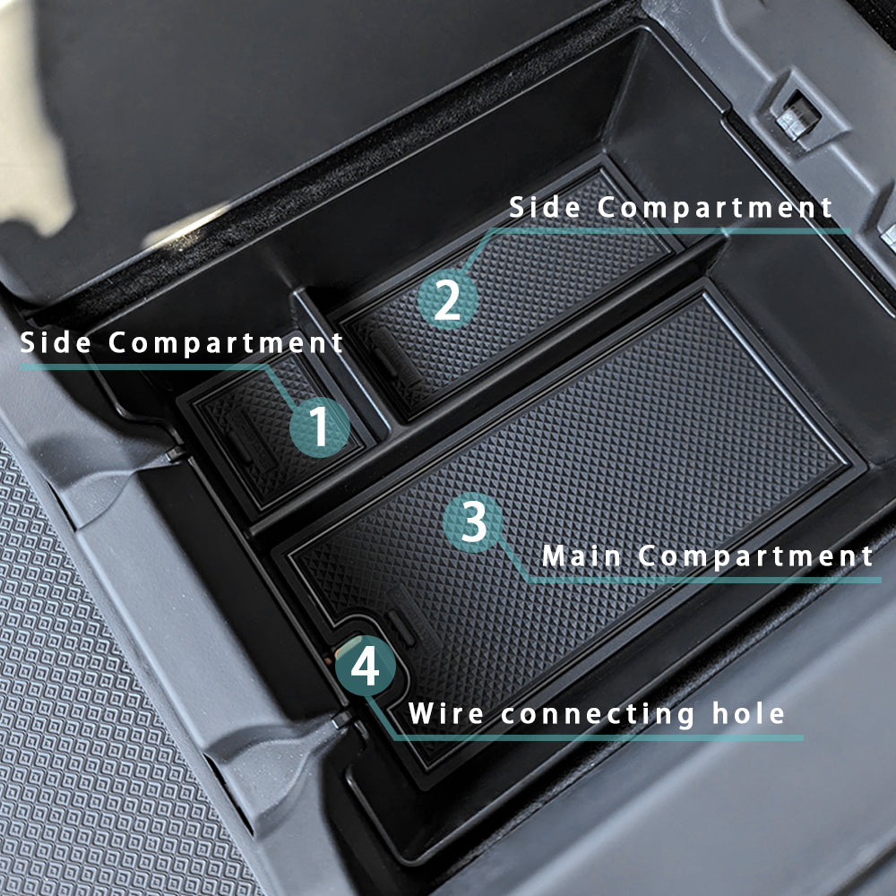 Compatible with Rivian R1T & Rivian R1S Accessories Tray Armrest Storage Box W/O Coin from BestEvMod