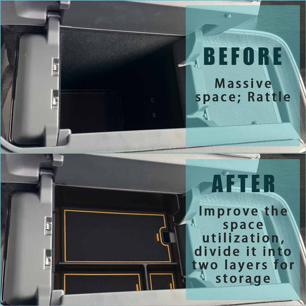Compatible with Rivian R1T & Rivian R1S Accessories Tray Armrest Storage Box W/O Coin from BestEvMod