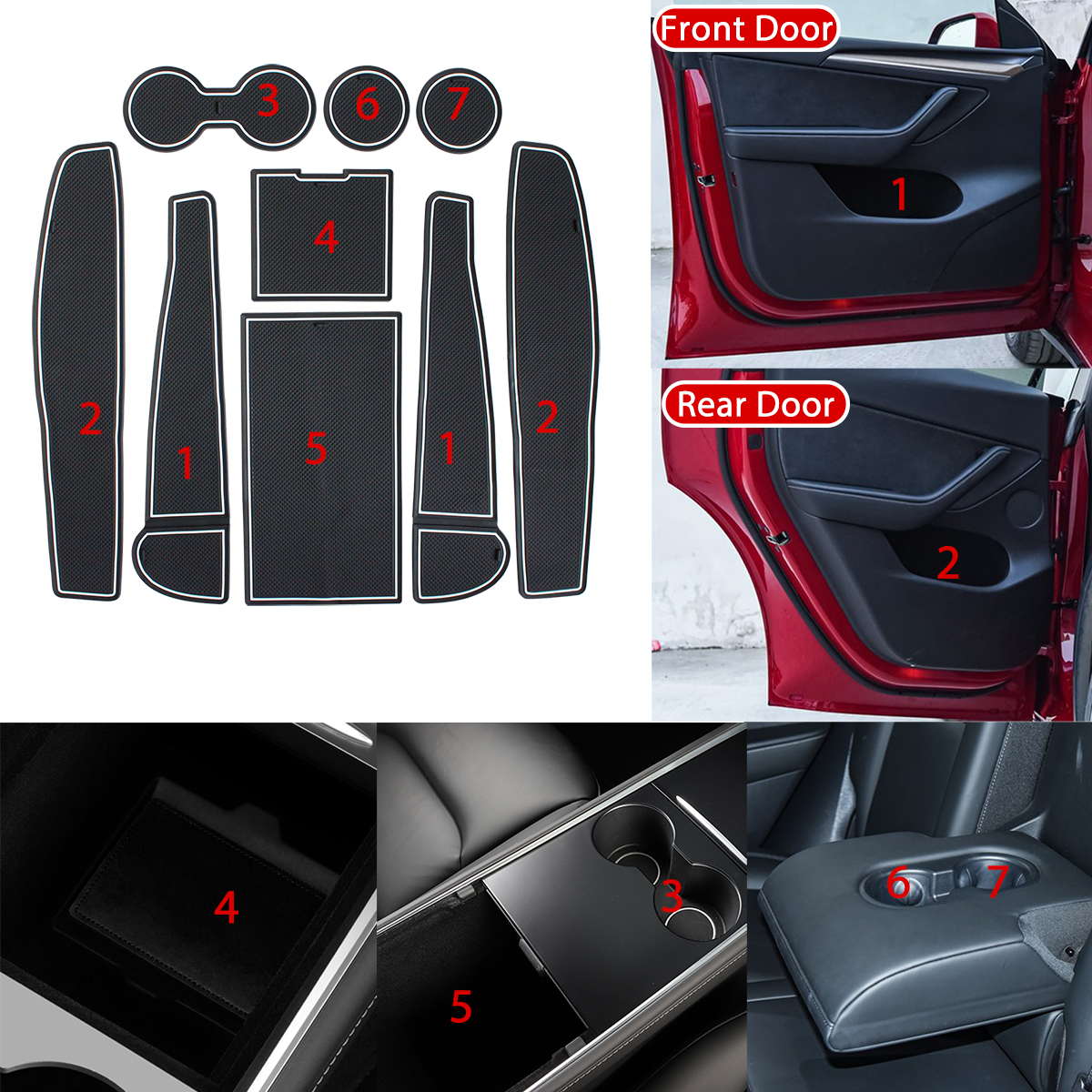 Tesla Model Y PVC Center Console Liner Mats from AOSK