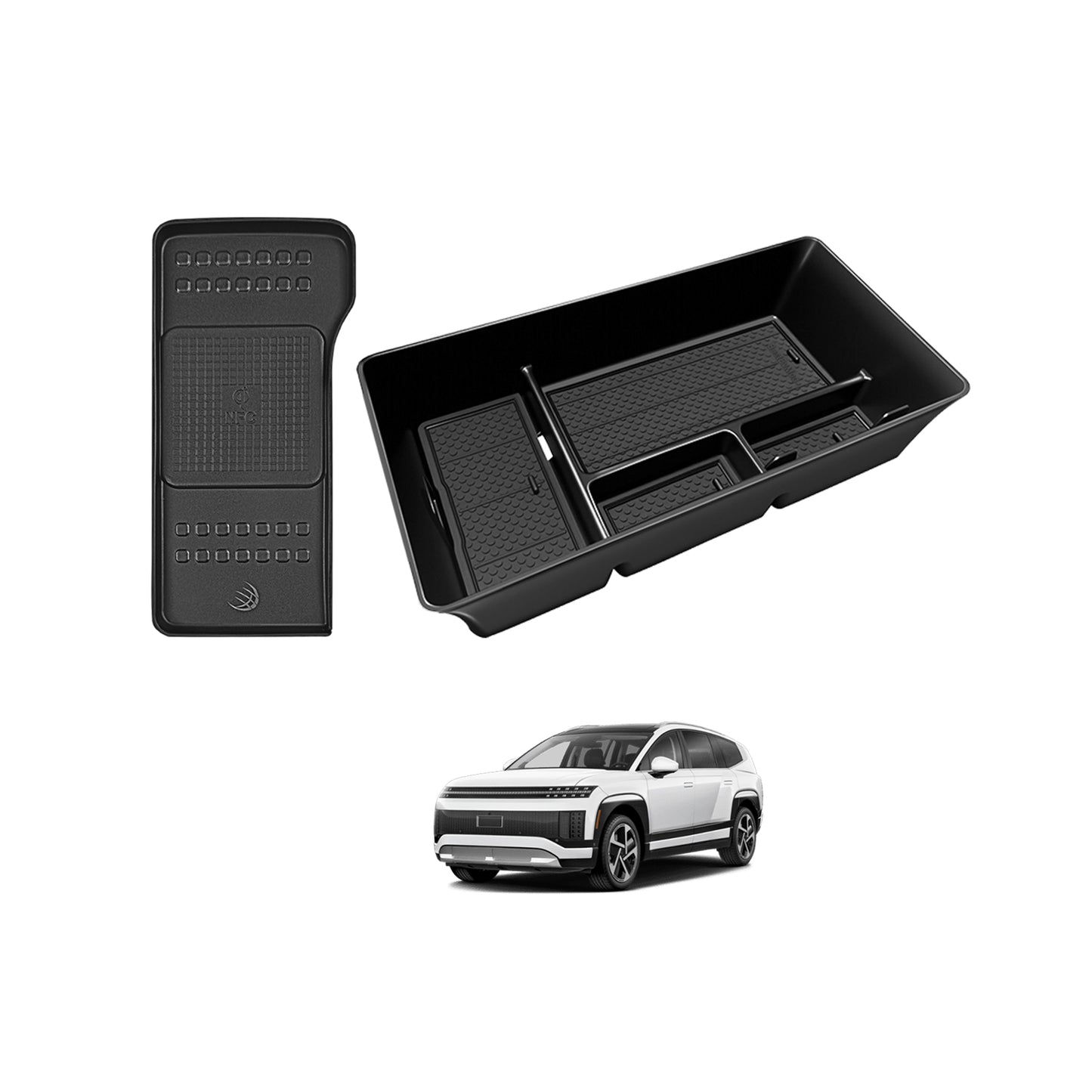 2PCS Center Console Organizer & Phone Charge Area Silicone Cover for Hyundai Ioniq 9 2026+ S SE SEL