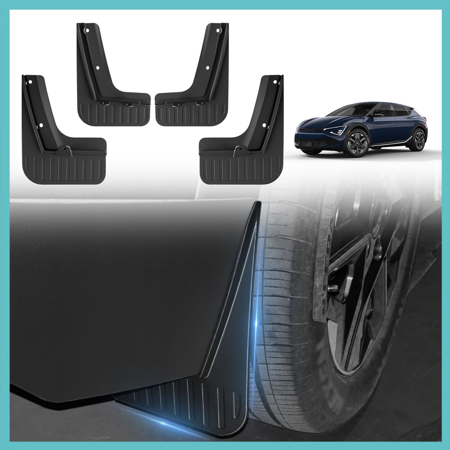 4PCS Mud Flaps No Drilling for 2025+ Kia EV6 Light