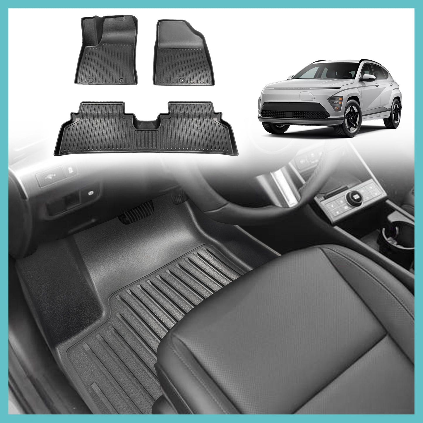 Floor Mats for 2024-2025 Kona EV from BestEvMod for NA Model Only